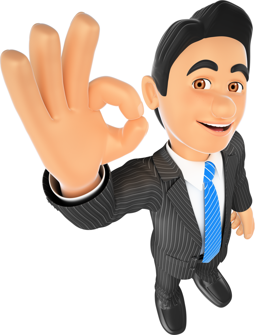 3D Businessman with Ok Sign 